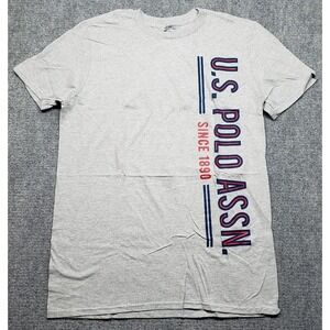 US Polo Assn T-Shirt Mens Size M Gray Graphic Print Crew Neck Short Sleeve New